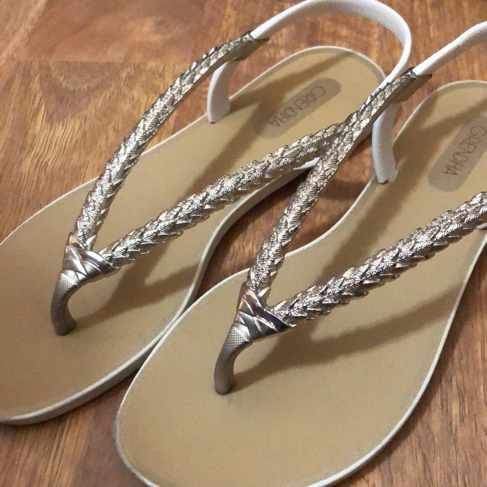 Gold and cream color sandals